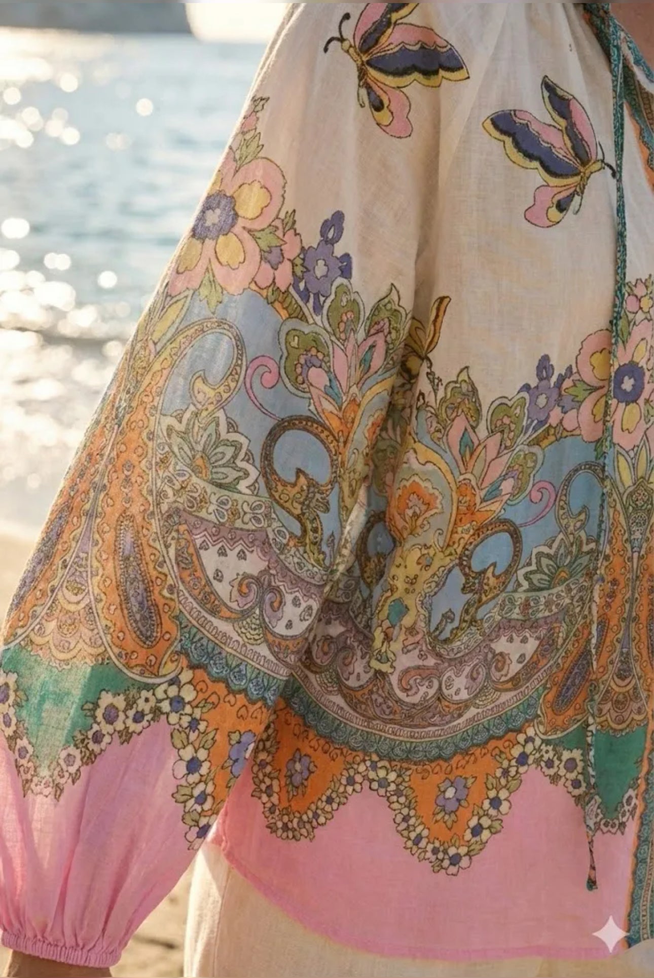 Chemise Femme Bohème Imprimé Floral Multicolore Manches Longues