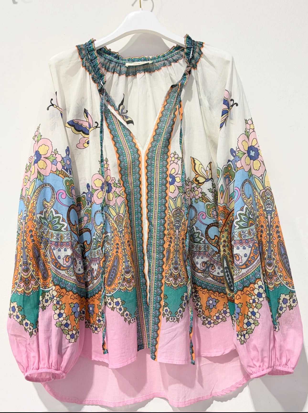 Chemise Femme Bohème Imprimé Floral Multicolore Manches Longues